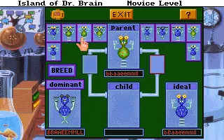 The Island of Dr. Brain DOS The genetics puzzle - breed a cyborg with the expected traits.