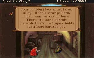 Quest for Glory I: So You Want To Be A Hero DOS sneaking in the alley