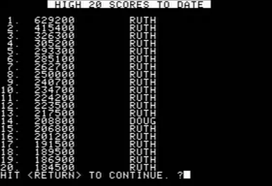 Queen of Hearts Apple II High Score Display