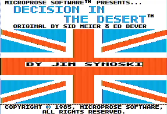 Decision in the Desert Apple II Title Screen