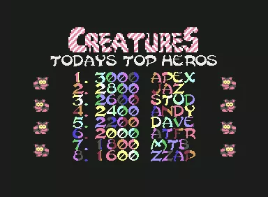 Creatures Commodore 64 See the high scores and watch the Fuzzy Wuzzies dance