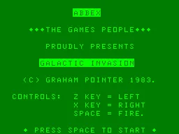 Galactic Invasion Laser 200 Title screen
