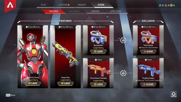 Apex Legends Windows Featured items in the store