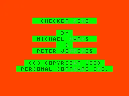 Checker King TRS-80 CoCo The title screen.