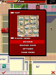 Scarface: Money. Power. Respect. Windows Mobile The pause menu and the map of the city.