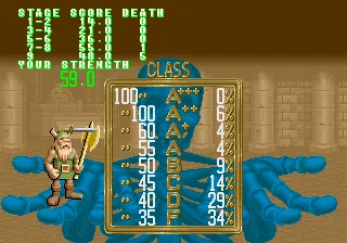 Golden Axe Arcade When you win the game or loose all credits you can see some statistics