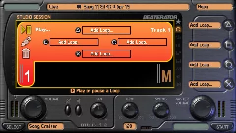 Beaterator PSP The interface of the studio mode
