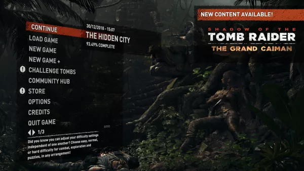 Shadow of the Tomb Raider Windows Main menu