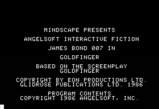 James Bond 007: Goldfinger Apple II Title Screen