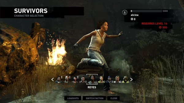 Tomb Raider Windows Multiplayer character selection. The player uses the left/right arrows to move between the characters, not all of which are available at the start of a new game