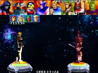 Avengers in Galactic Storm Arcade A larger character selection for the VS mode