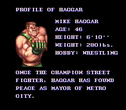 Final Fight 2 SNES Profile of Haggar