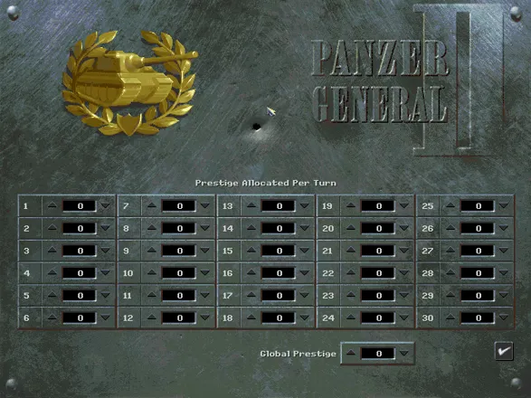 Panzer General II Windows Scenario editor... assigning prestige