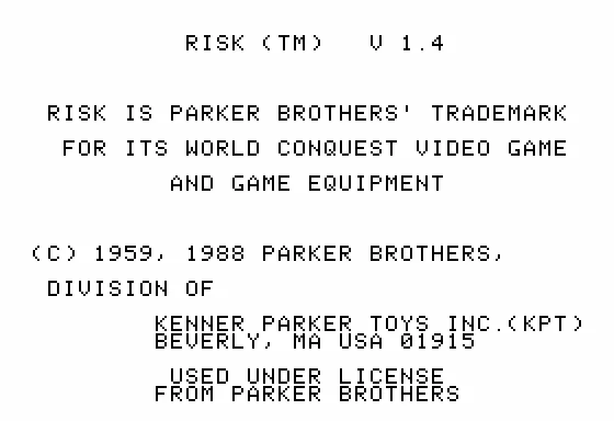 The Computer Edition of Risk: The World Conquest Game Apple II Introduction
