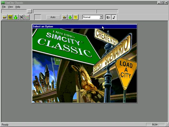 SimCity Windows Main menu