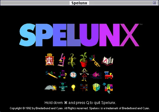 Spelunx and the Caves of Mr. Seudo Macintosh Spelunx title screen.