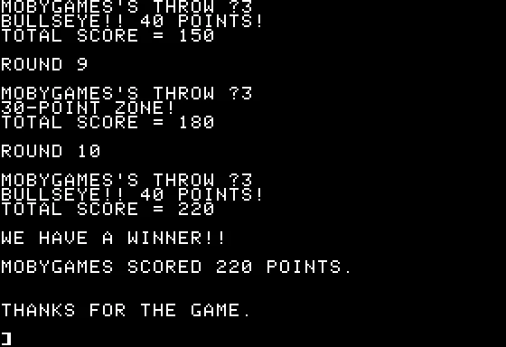 Bullseye Apple II Score of 220!
