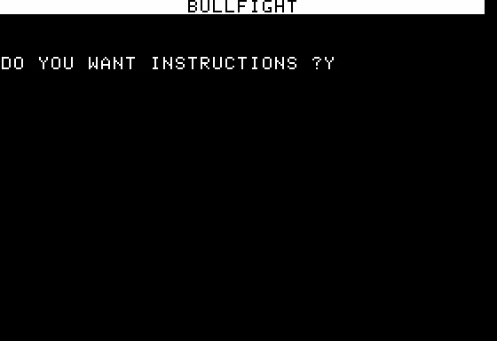 BASIC Computer Games Apple II Bullfight - Title Screen