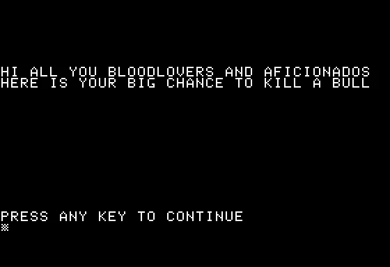 BASIC Computer Games Apple II Bullfight - Introduction