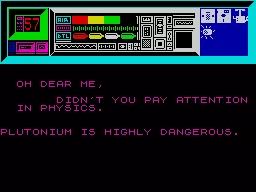 Universal Hero ZX Spectrum Plutonium is deadly - Game over.