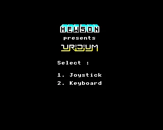 Uridium BBC Micro Selection screen
