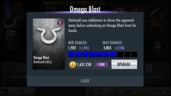 Injustice: Gods Among Us Android Ability description for Omega Blast from Darkseid