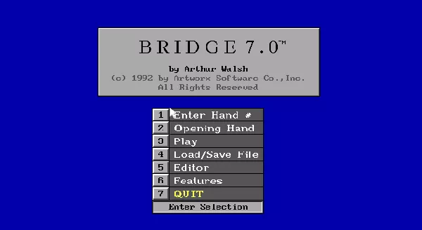 Bridge 7.0 DOS Main menu