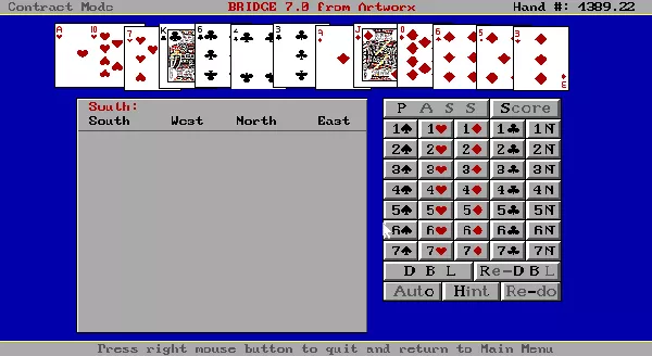 Bridge 7.0 DOS Game start
