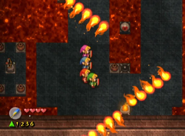 The Legend of Zelda: Four Swords Adventures GameCube Super Mario Bros. style walls of fire!