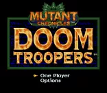 Doom Troopers: Mutant Chronicles SNES Title screen and main menu.