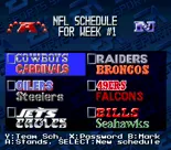 Madden NFL &#x27;94 SNES Season schedule