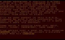 Scott Adams&#x27; Graphic Adventure #3: Secret Mission Atari 8-bit And the obligatory intro, no piracy!